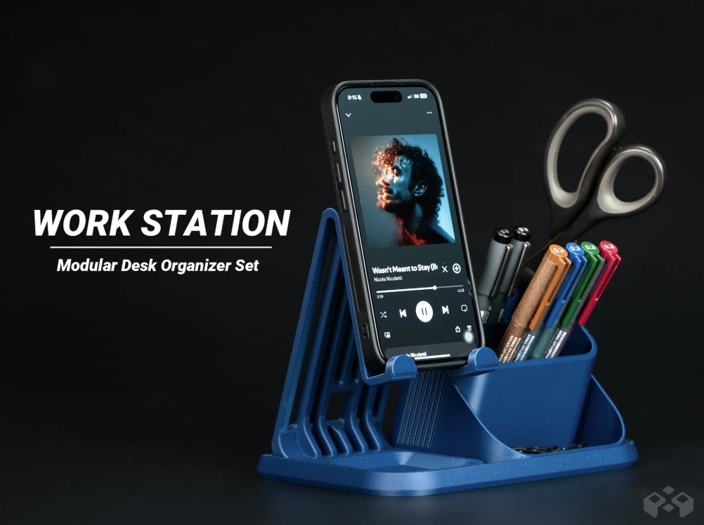 Modular Desk Organizer Modular Desk Organizer with iPhone Stand – Workspace System - Image 1